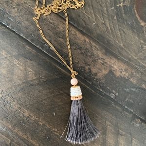 J Crew - Tassel Necklace - Grey and pink
